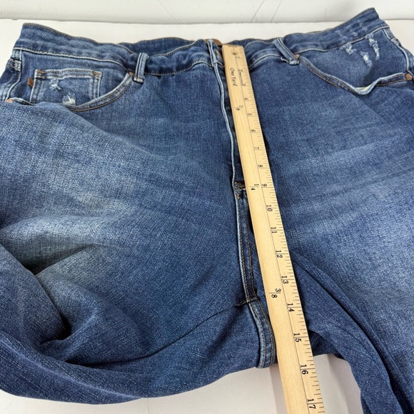 Judy Blue Womens 24 Slim Fit Straight Leg Jeans Medium Wash Stretchy Distressed - Picture 4 of 9